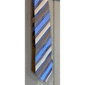 Men's Polifroni Milano Blue Navy‎ Blue Stripe 100% Silk Neck Tie Necktie (KC)